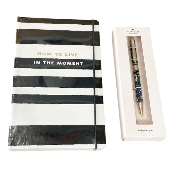 NEW ♠️ KATE SPADE ♠️ LIVE IN THE MOMENT Notebook & OFF THE GRID Boxed Pen Set - Picture 1 of 10